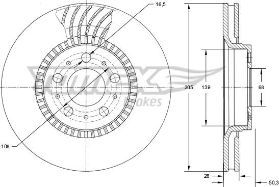 TOMEX brakes TX 74-13 - Bremžu diski www.autospares.lv