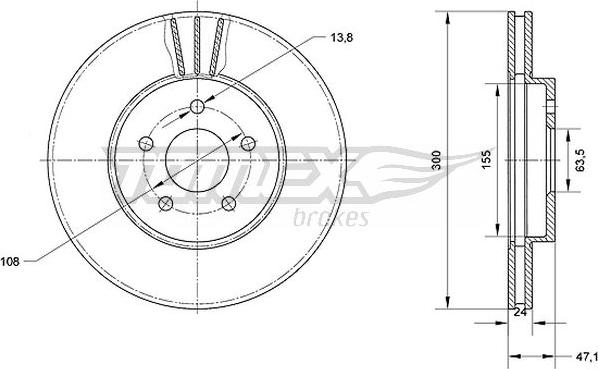 TOMEX brakes TX 70-44 - Bremžu diski www.autospares.lv