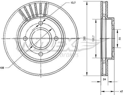 TOMEX brakes TX 70-43 - Bremžu diski www.autospares.lv