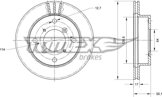 TOMEX brakes TX 70-59 - Bremžu diski www.autospares.lv