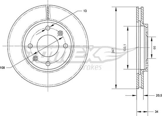 TOMEX brakes TX 70-64 - Brake Disc www.autospares.lv