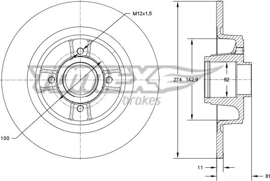 TOMEX brakes TX 70-801 - Bremžu diski www.autospares.lv