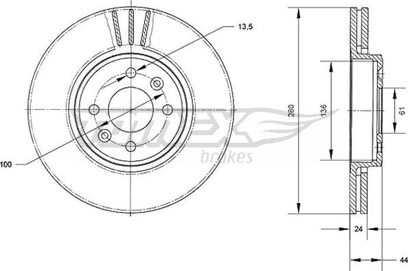 TOMEX brakes TX 70-22 - Bremžu diski www.autospares.lv