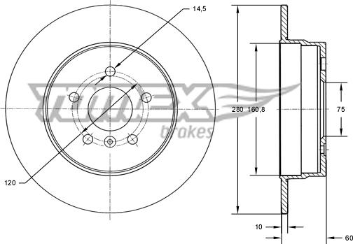 TOMEX brakes TX 71-45 - Bremžu diski www.autospares.lv