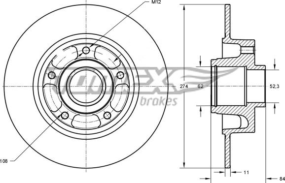 TOMEX brakes TX 71-831 - Bremžu diski www.autospares.lv