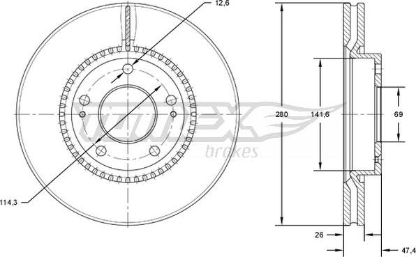 TOMEX brakes TX 71-35 - Bremžu diski autospares.lv