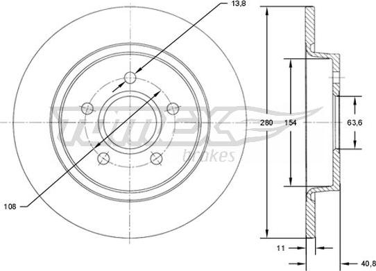 TOMEX brakes TX 71-75 - Brake Disc www.autospares.lv