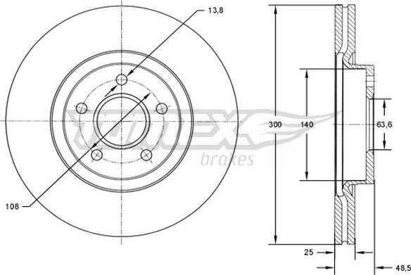 TOMEX brakes TX 71-77 - Brake Disc www.autospares.lv