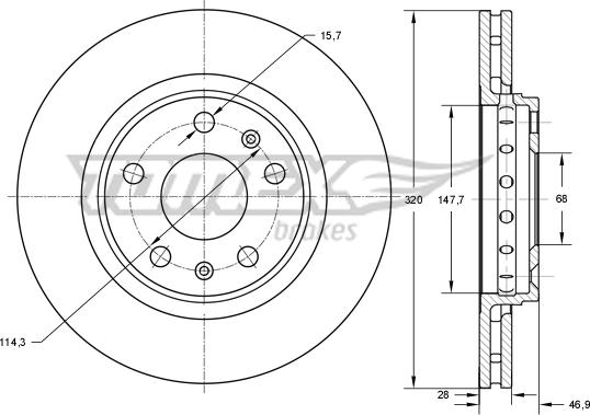 TOMEX brakes TX 73-53 - Bremžu diski www.autospares.lv