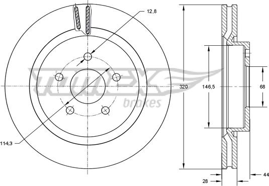 TOMEX brakes TX 73-52 - Bremžu diski www.autospares.lv