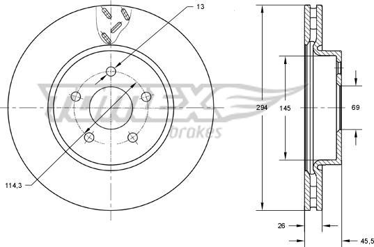 TOMEX brakes TX 73-63 - Bremžu diski www.autospares.lv