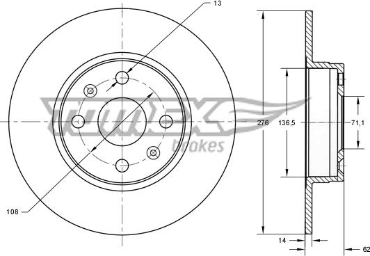 TOMEX brakes TX 73-67 - Bremžu diski www.autospares.lv