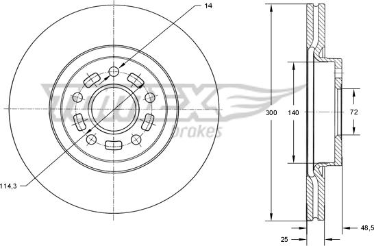 TOMEX brakes TX 73-19 - Brake Disc www.autospares.lv