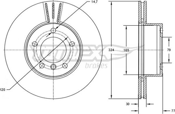 TOMEX brakes TX 73-15 - Bremžu diski www.autospares.lv