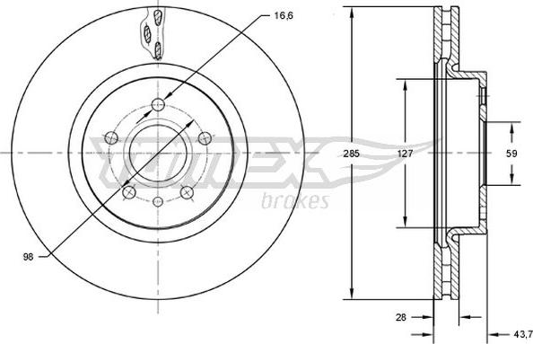 TOMEX brakes TX 73-13 - Bremžu diski autospares.lv