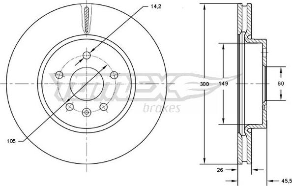 TOMEX brakes TX 73-17 - Bremžu diski www.autospares.lv