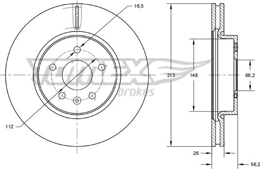 TOMEX brakes TX 73-89 - Brake Disc www.autospares.lv