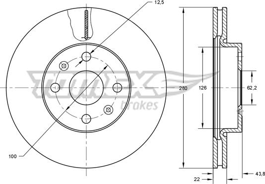 TOMEX brakes TX 73-34 - Bremžu diski www.autospares.lv