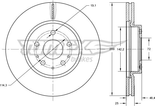 TOMEX brakes TX 73-22 - Bremžu diski www.autospares.lv