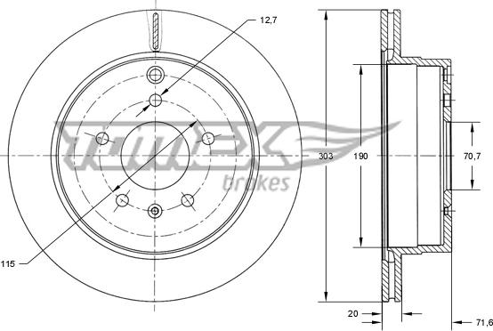 TOMEX brakes TX 73-71 - Bremžu diski www.autospares.lv