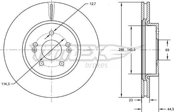 TOMEX brakes TX 72-67 - Bremžu diski www.autospares.lv