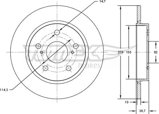 TOMEX brakes TX 72-00 - Bremžu diski www.autospares.lv