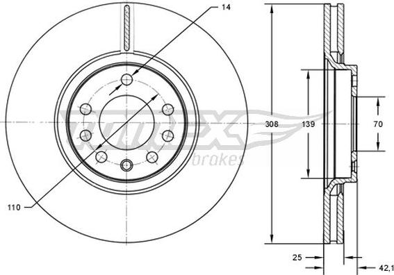 TOMEX brakes TX 72-03 - Тормозной диск www.autospares.lv