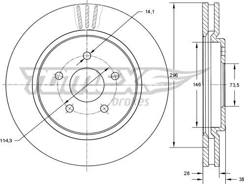 TOMEX brakes TX 72-16 - Bremžu diski autospares.lv