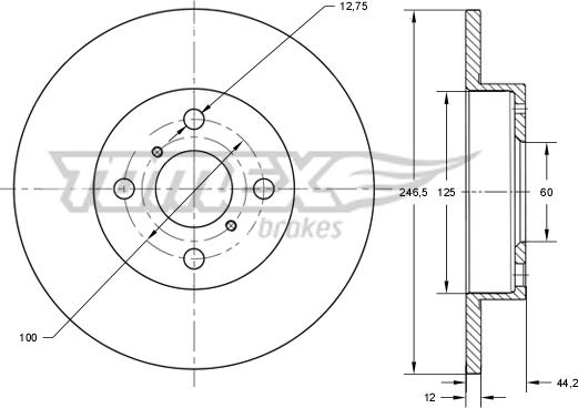 TOMEX brakes TX 72-29 - Bremžu diski www.autospares.lv