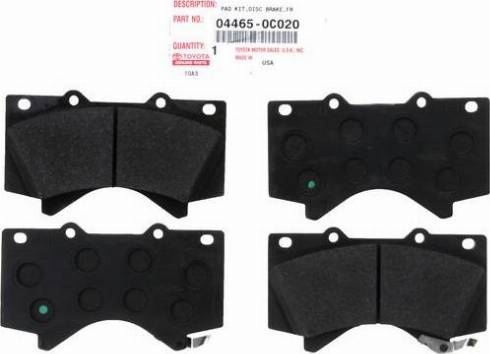 TOYOTA 04465-0C020 - Brake Pad Set, disc brake www.autospares.lv