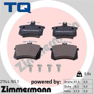 TQ 244687 - Тормозные колодки, дисковые, комплект www.autospares.lv