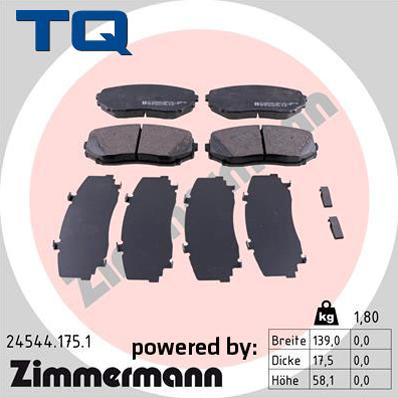 TQ 244865 - Тормозные колодки, дисковые, комплект www.autospares.lv