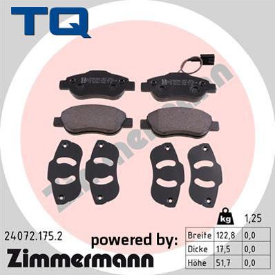 TQ 244808 - Тормозные колодки, дисковые, комплект www.autospares.lv