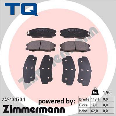 TQ 244822 - Тормозные колодки, дисковые, комплект www.autospares.lv