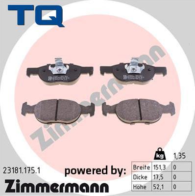 TQ 244784 - Тормозные колодки, дисковые, комплект www.autospares.lv