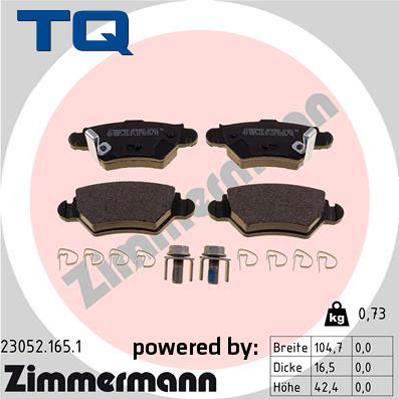 TQ 222667 - Тормозные колодки, дисковые, комплект www.autospares.lv