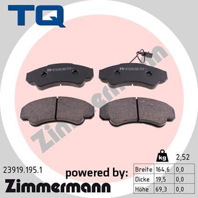 TQ 222708 - Тормозные колодки, дисковые, комплект www.autospares.lv