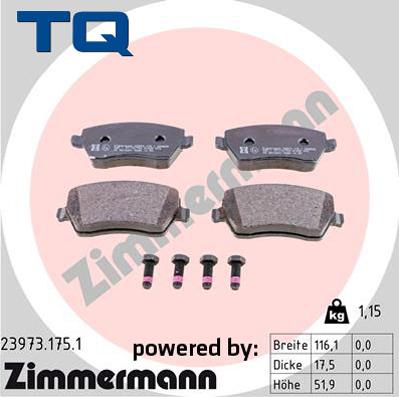 TQ 222712 - Тормозные колодки, дисковые, комплект www.autospares.lv