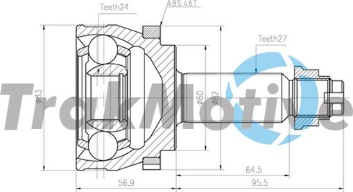 TrakMotive 40-0836 - Šarnīru komplekts, Piedziņas vārpsta www.autospares.lv