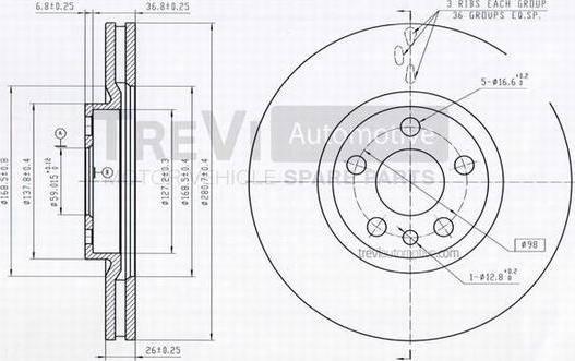 Trevi Automotive BD1098 - Bremžu diski www.autospares.lv