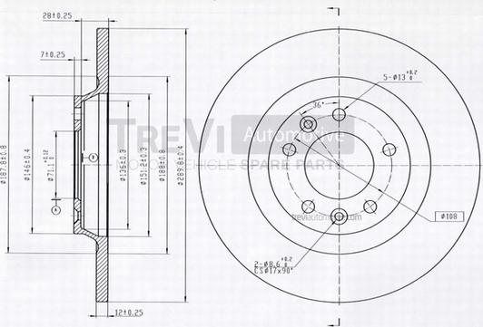 Trevi Automotive BD1047 - Bremžu diski www.autospares.lv