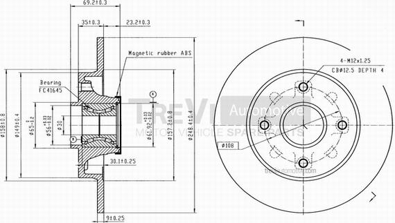 Trevi Automotive BD1058 - Тормозной диск www.autospares.lv