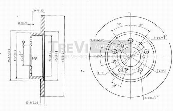 Trevi Automotive BD1004 - Bremžu diski autospares.lv