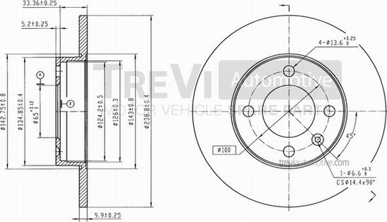 Trevi Automotive BD1001 - Brake Disc www.autospares.lv