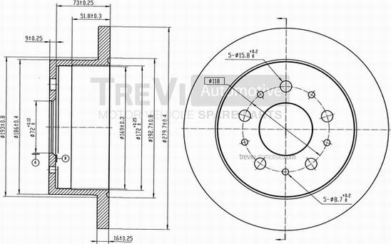 Trevi Automotive BD1039 - Bremžu diski autospares.lv