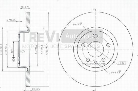 Trevi Automotive BD1032 - Bremžu diski www.autospares.lv