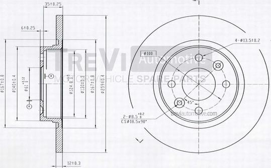 Trevi Automotive BD1074 - Bremžu diski www.autospares.lv