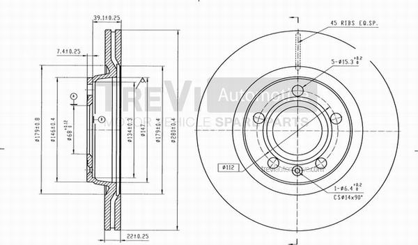 Trevi Automotive BD1119 - Brake Disc www.autospares.lv