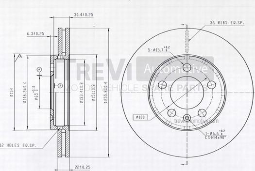 Trevi Automotive BD1116 - Тормозной диск www.autospares.lv