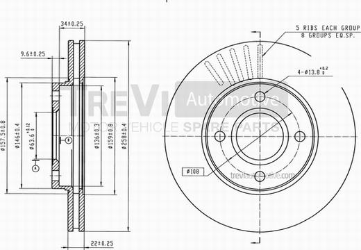 Trevi Automotive BD1129 - Bremžu diski www.autospares.lv